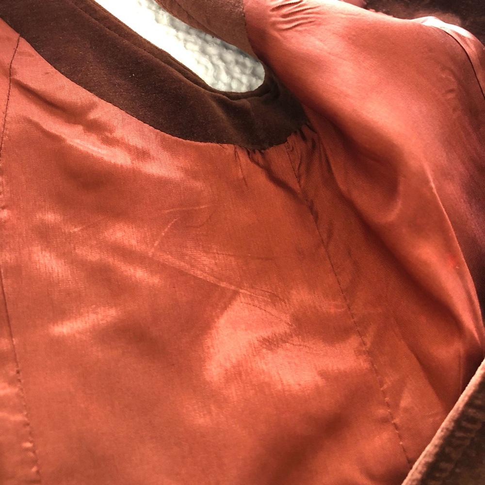 Rust Brown Velvet Sleeveless Button Vest - Picture 12 of 13